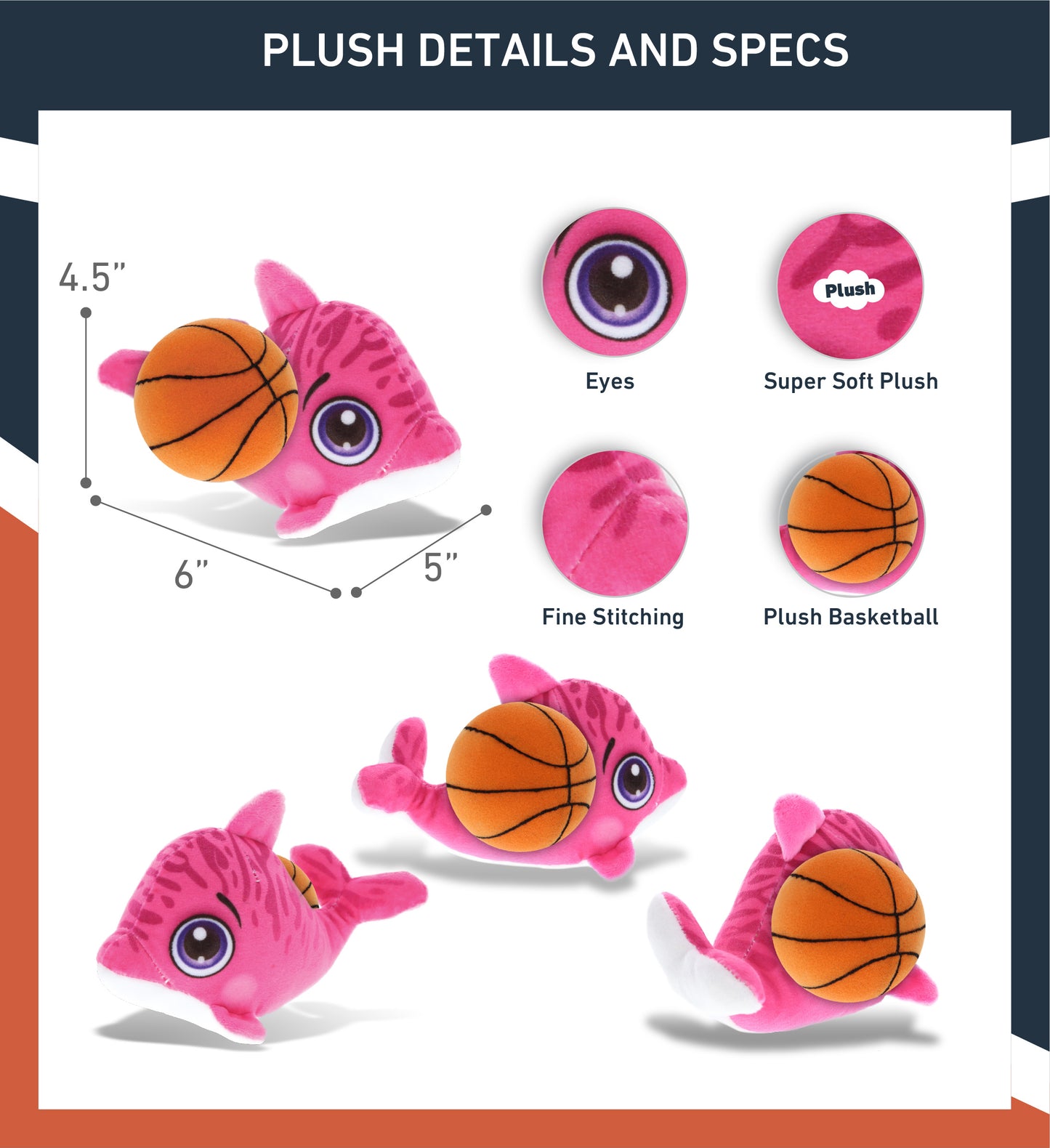 PLUSH BUDDIES - DOLPHIN WITH BASKETBALL PLUSH
