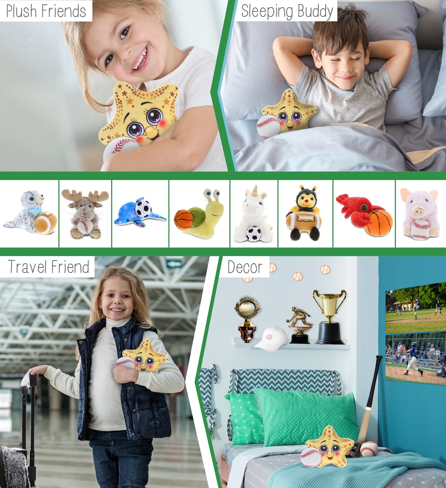 PLUSH BUDDIES - STARFISH WITH BASEBALL PLUSH