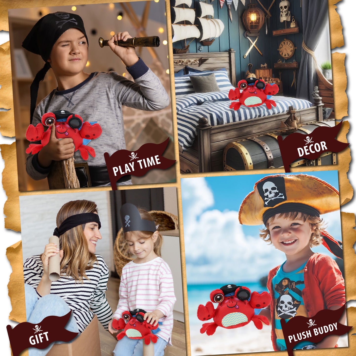 PLUSH BUDDIES - CRAB PIRATE DRESS UP