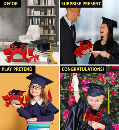 DolliBu Plush Buddies Crab Graduation Plush Toy with Cap with Tassel - 8 Inches