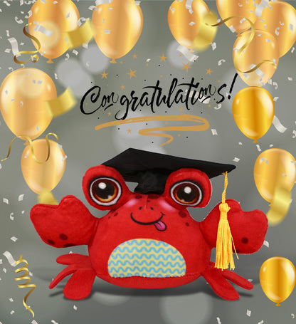 DolliBu Plush Buddies Crab Graduation Plush Toy with Cap with Tassel - 8 Inches