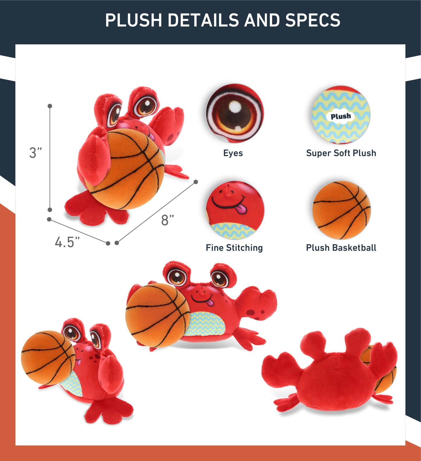 PLUSH BUDDIES - CRAB WITH BASKETBALL PLUSH