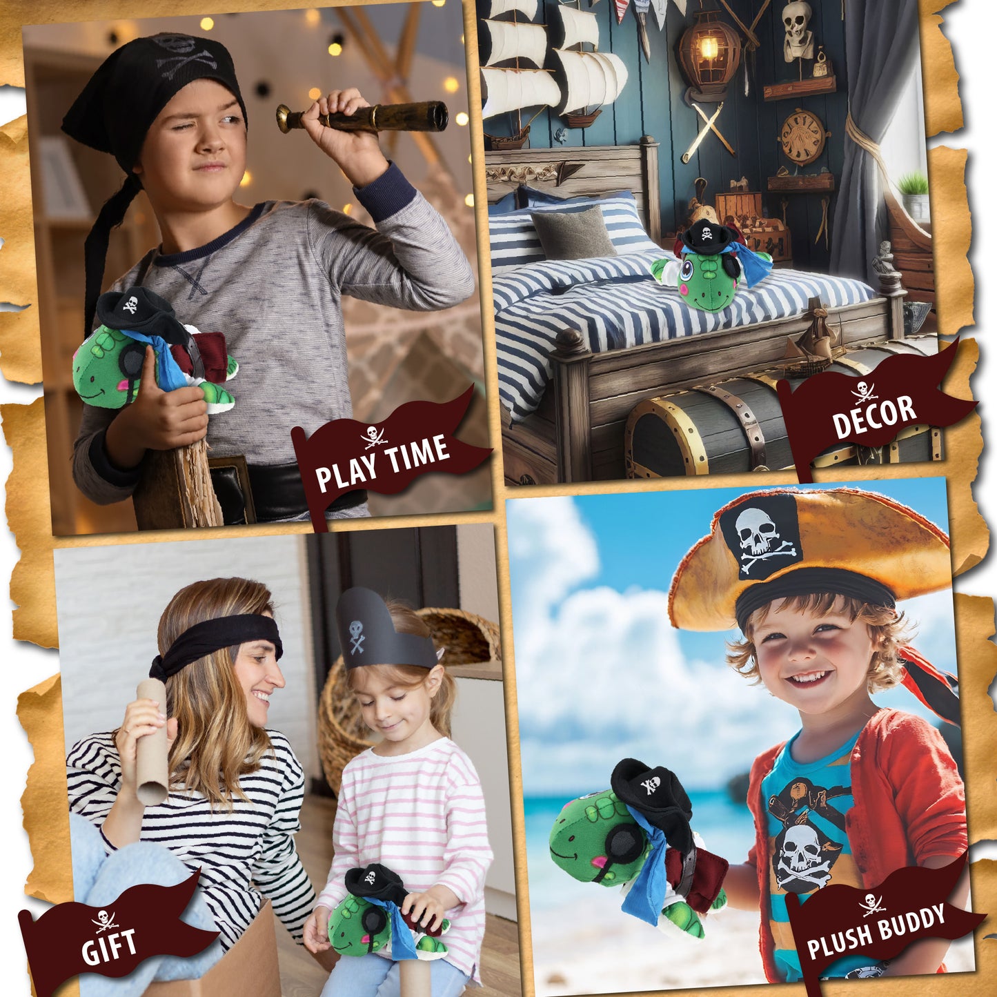 PLUSH BUDDIES - SEA TURTLE PIRATE DRESS UP
