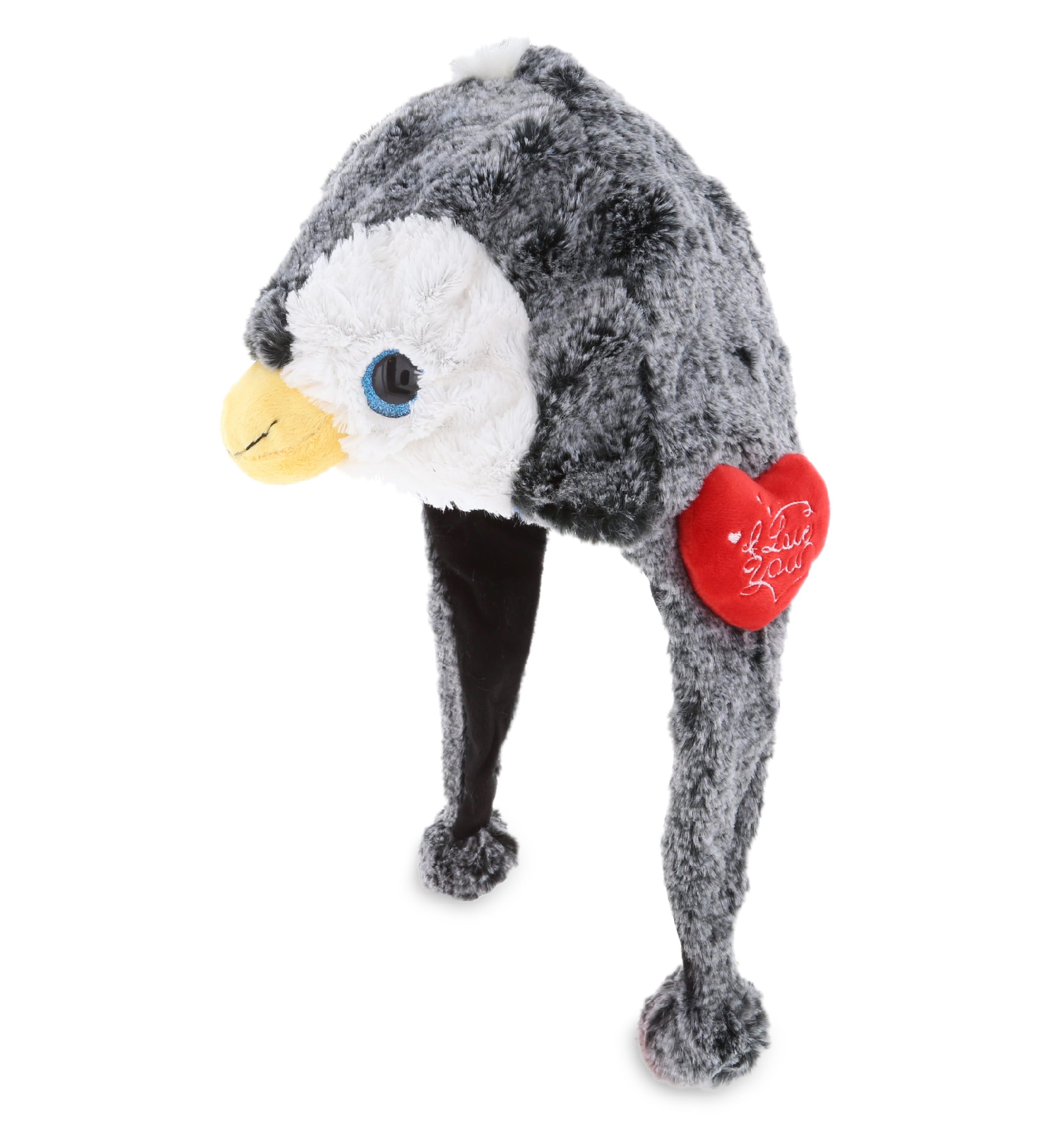 PLUSH I LOVE YOU RED HEART - SUPER SOFT PLUSH HAT - PENGUIN