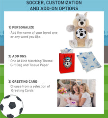 SUPER SOFT PLUSH HAND PUPPET - WOLF WITH SOCCER PLUSH