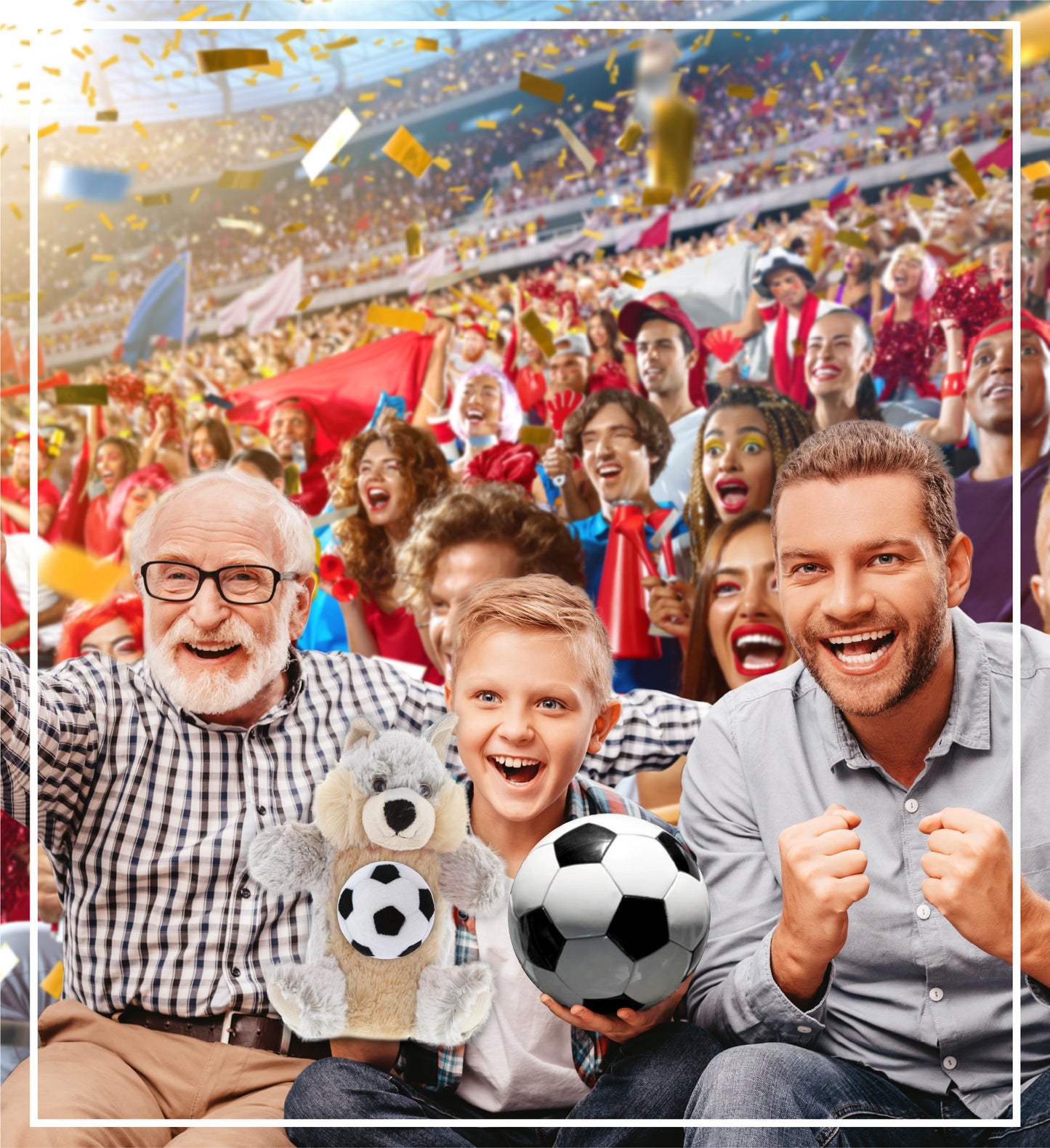 SUPER SOFT PLUSH HAND PUPPET - WOLF WITH SOCCER PLUSH