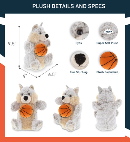 SUPER SOFT PLUSH HAND PUPPET - WOLF WITH BASKETBALL PLUSH