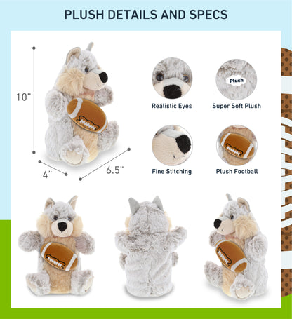 SUPER SOFT PLUSH HAND PUPPET - WOLF WITH FOOTBALL PLUSH