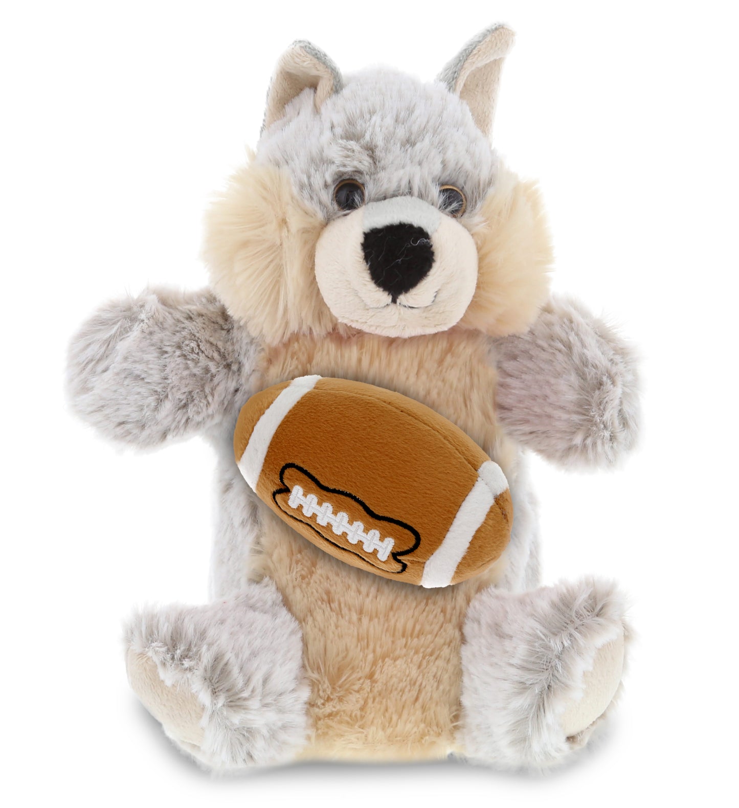 SUPER SOFT PLUSH HAND PUPPET - WOLF WITH FOOTBALL PLUSH