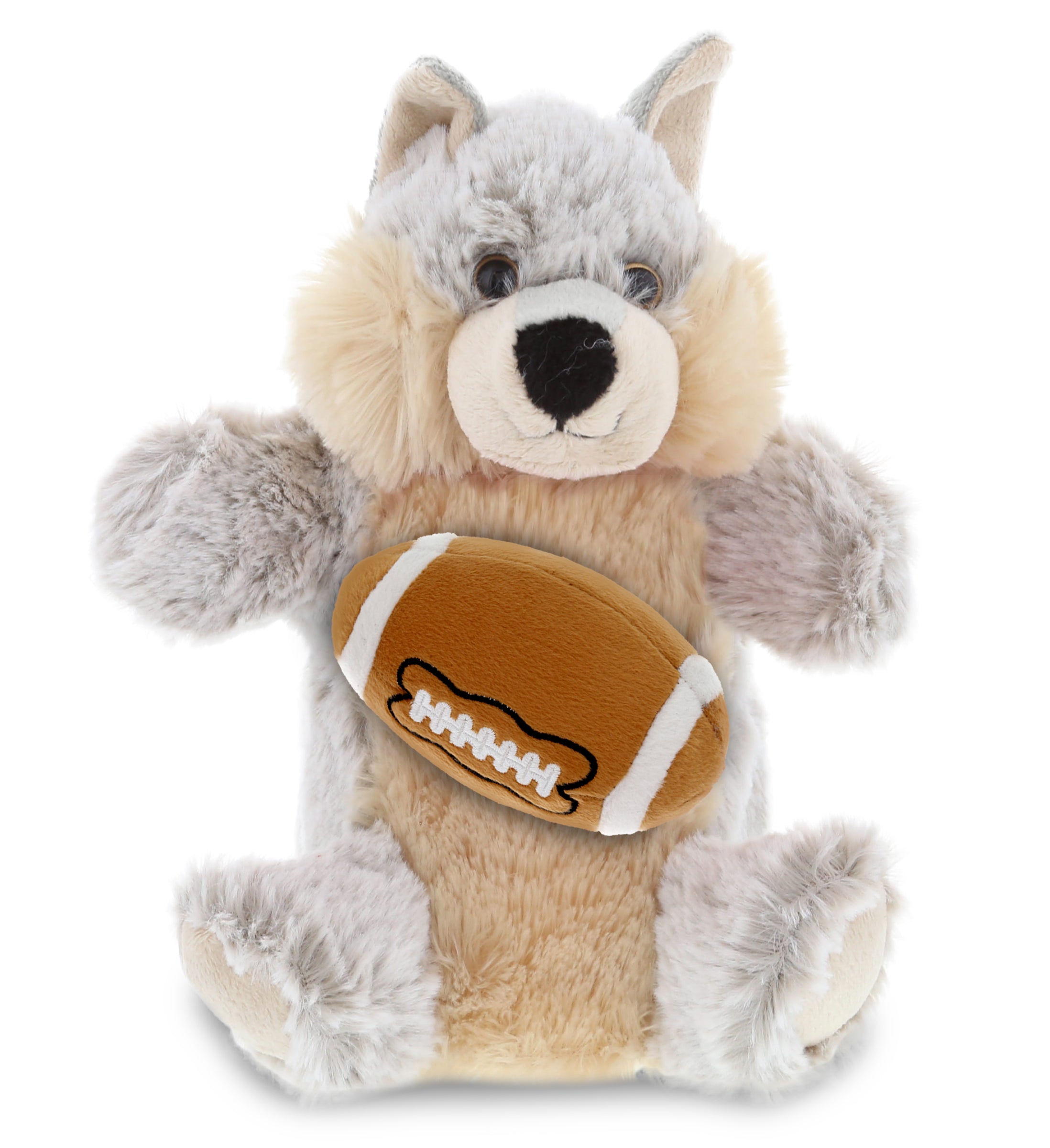 SUPER SOFT PLUSH HAND PUPPET - WOLF WITH FOOTBALL PLUSH