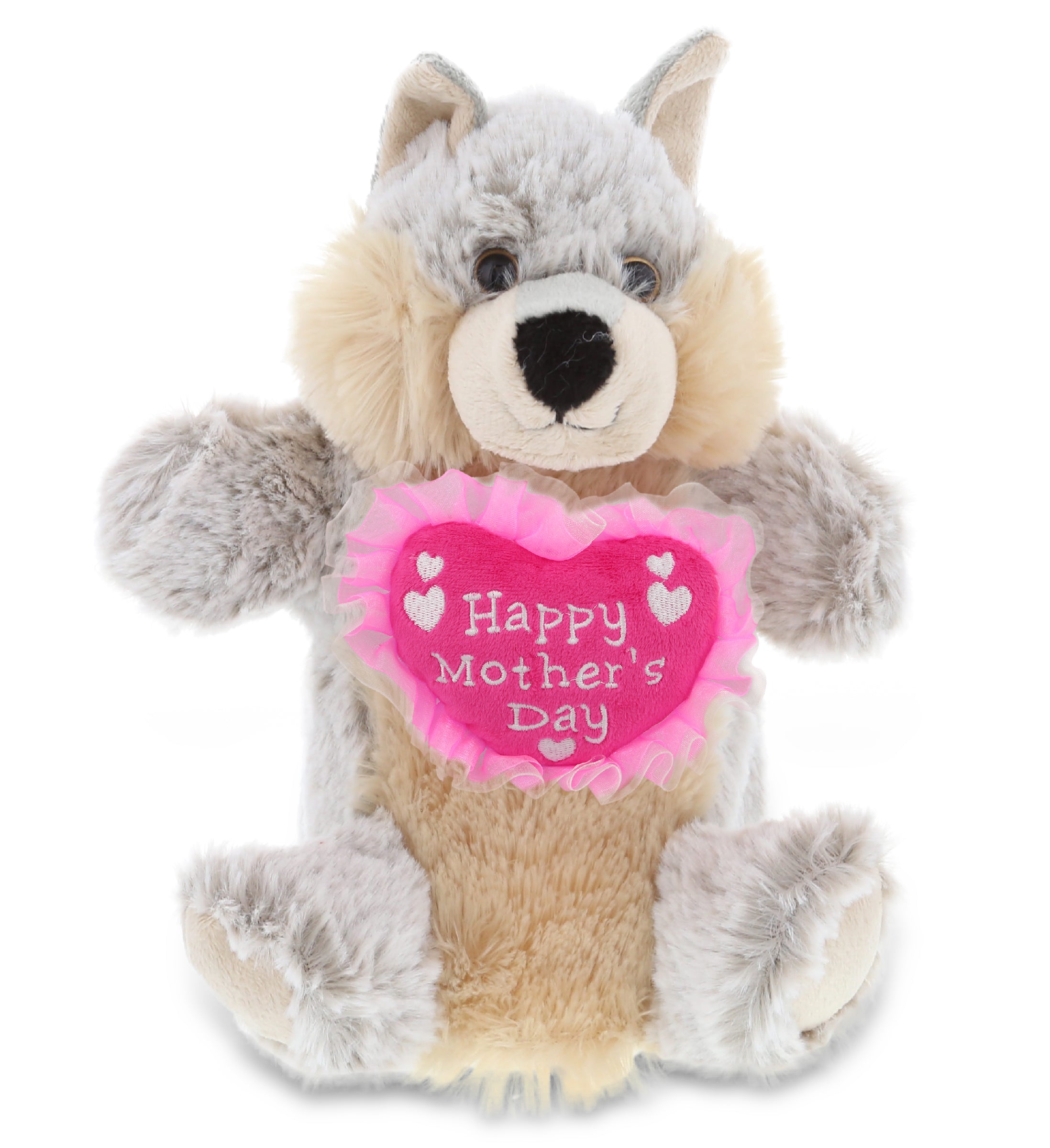 PLUSH MOTHERS DAY HEART - SUPER SOFT PLUSH HAND PUPPET - WOLF