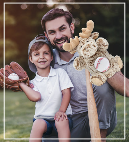 SUPER SOFT PLUSH HAND PUPPET - MOOSE WITH BASEBALL PLUSH