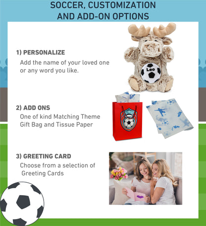 SUPER SOFT PLUSH HAND PUPPET - MOOSE WITH SOCCER PLUSH