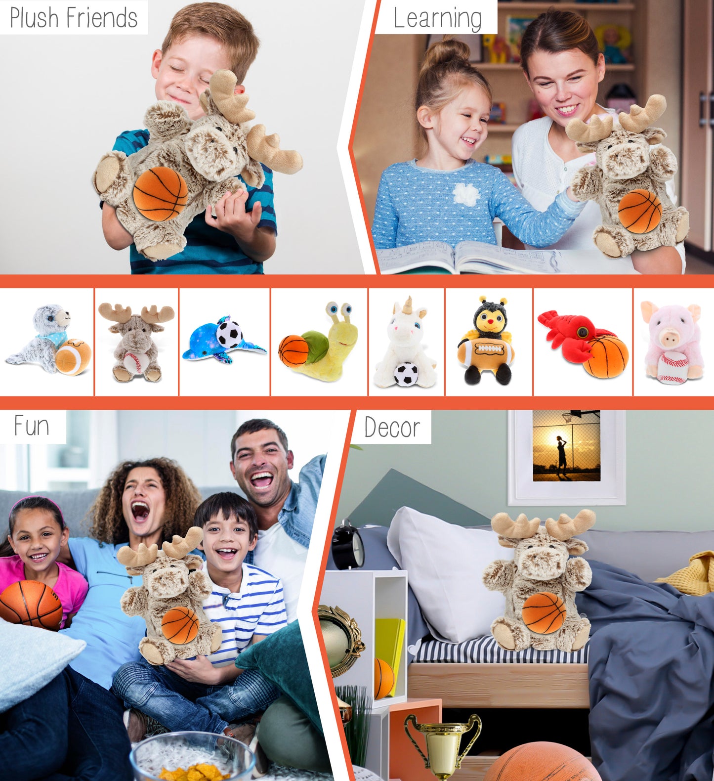 SUPER SOFT PLUSH HAND PUPPET - MOOSE WITH BASKETBALL PLUSH
