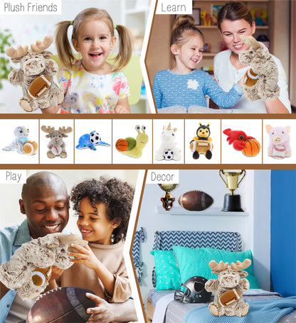 SUPER SOFT PLUSH HAND PUPPET - MOOSE WITH FOOTBALL PLUSH
