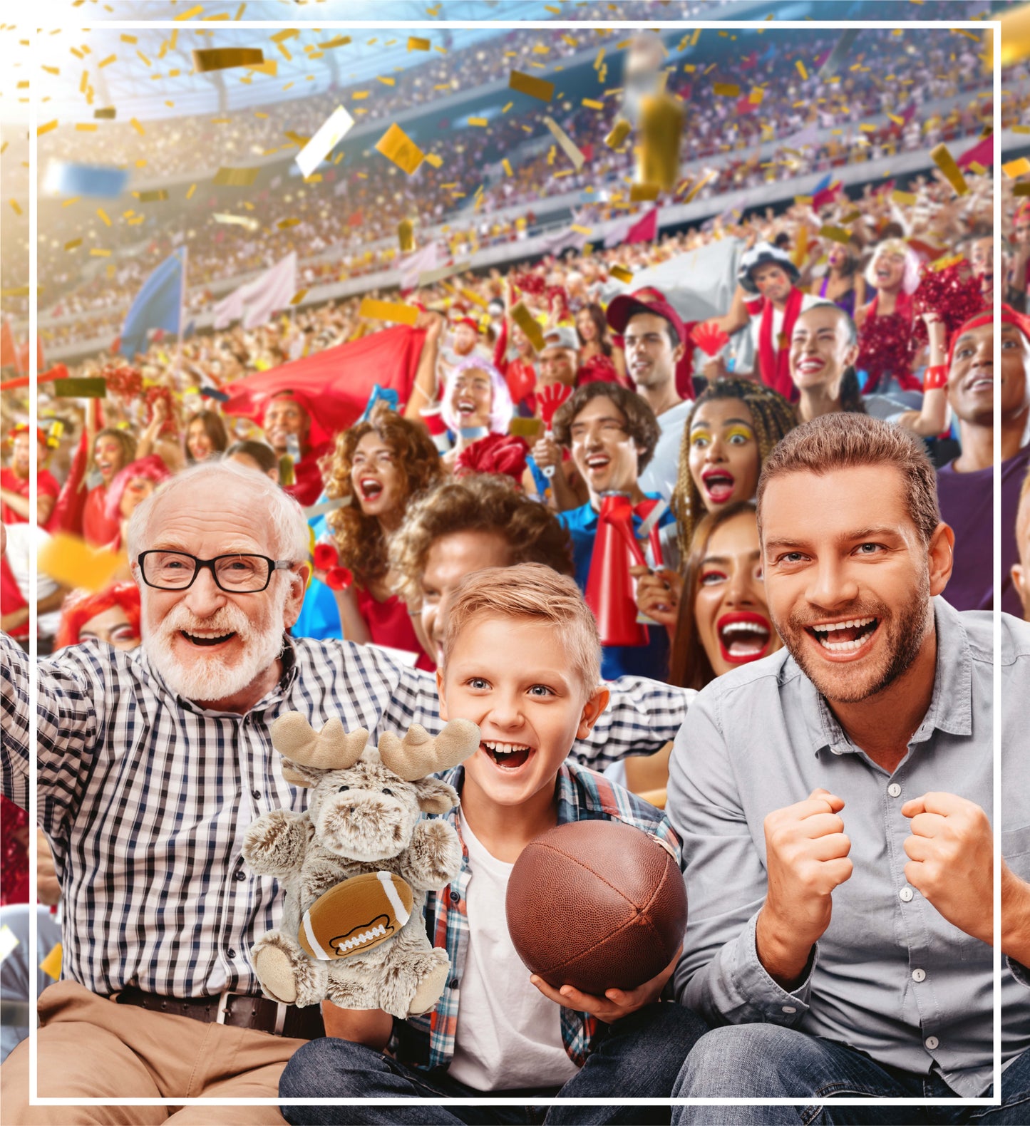 SUPER SOFT PLUSH HAND PUPPET - MOOSE WITH FOOTBALL PLUSH