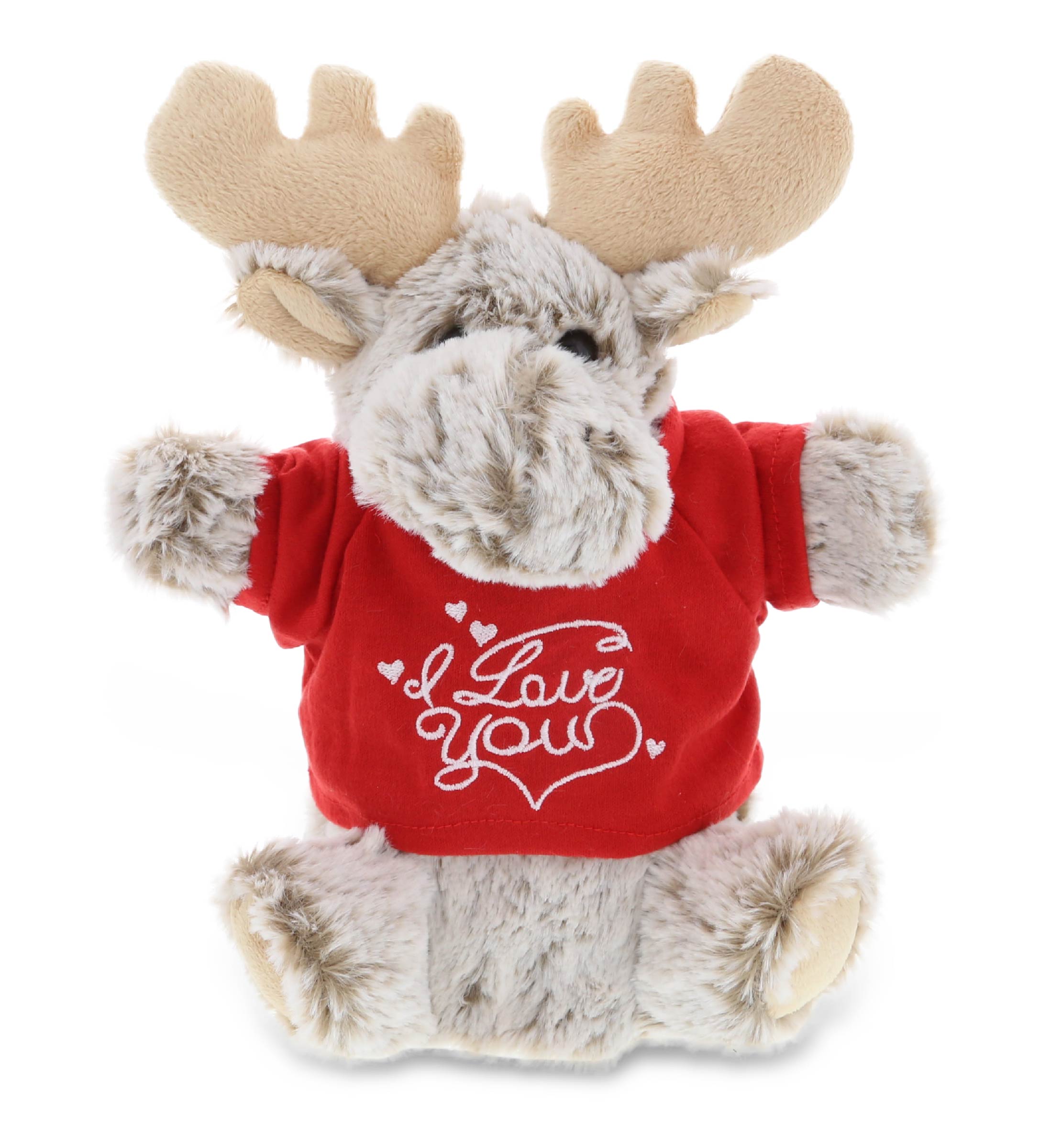 PLUSH I LOVE YOU RED SHIRT- SUPER SOFT PLUSH HAND PUPPET - MOOSE
