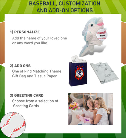 SUPER SOFT PLUSH HAND PUPPET - DOLPHIN WITH BASEBALL PLUSH