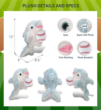 SUPER SOFT PLUSH HAND PUPPET - DOLPHIN WITH BASEBALL PLUSH