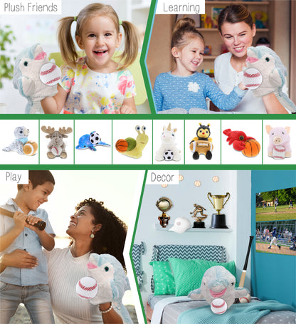 SUPER SOFT PLUSH HAND PUPPET - DOLPHIN WITH BASEBALL PLUSH