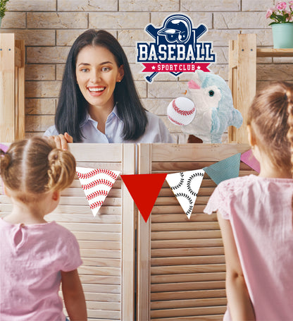 SUPER SOFT PLUSH HAND PUPPET - DOLPHIN WITH BASEBALL PLUSH