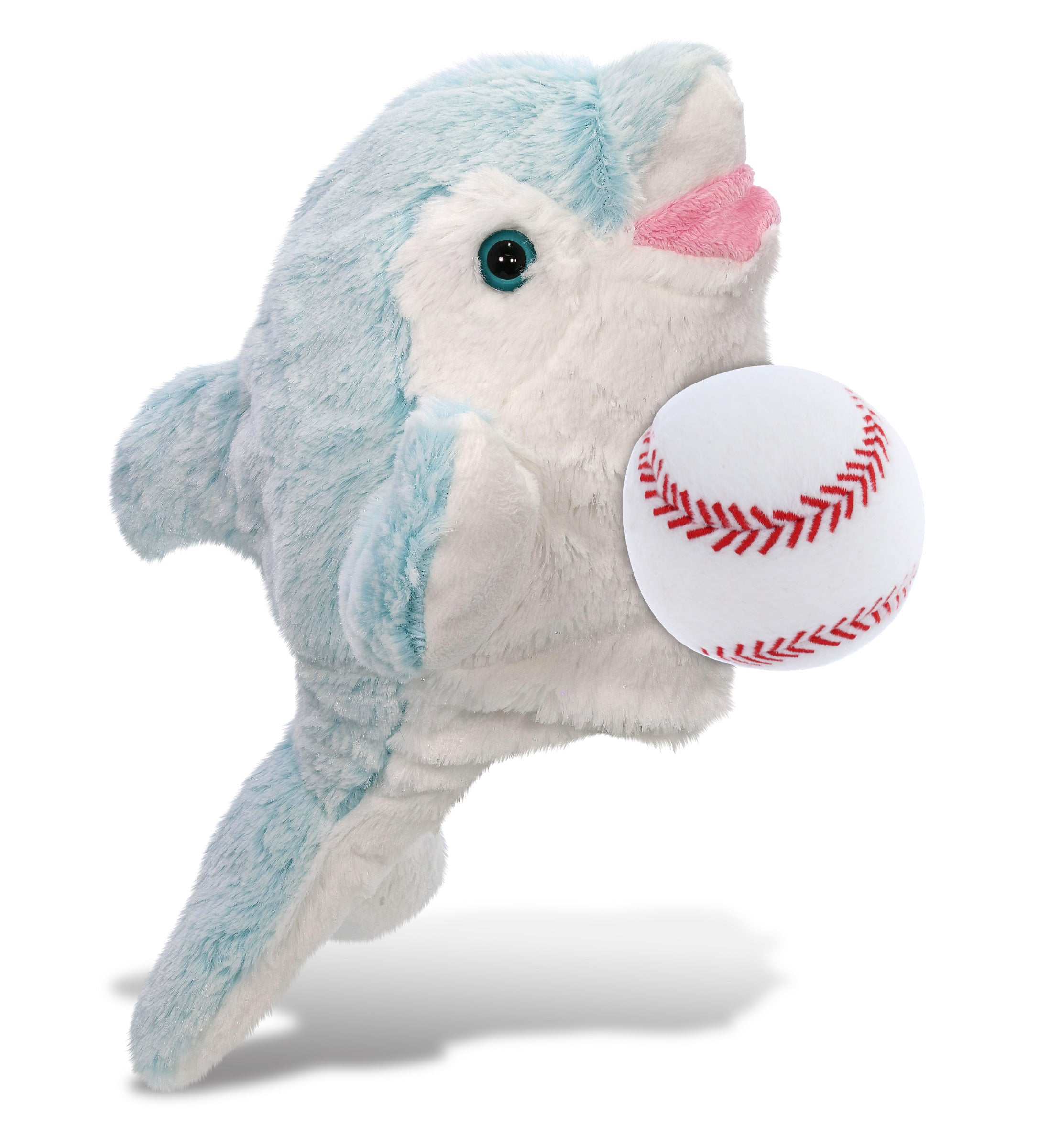 SUPER SOFT PLUSH HAND PUPPET - DOLPHIN WITH BASEBALL PLUSH