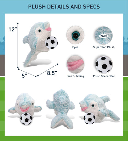 SUPER SOFT PLUSH HAND PUPPET - DOLPHIN WITH SOCCER PLUSH