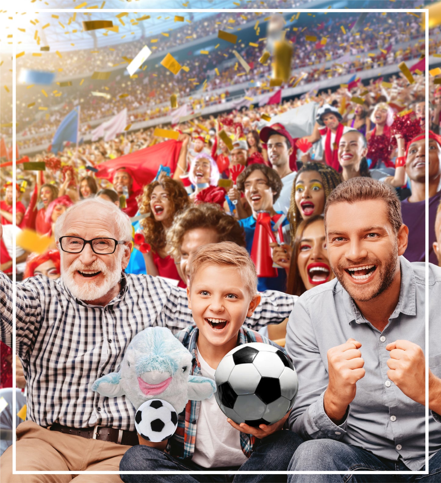 SUPER SOFT PLUSH HAND PUPPET - DOLPHIN WITH SOCCER PLUSH