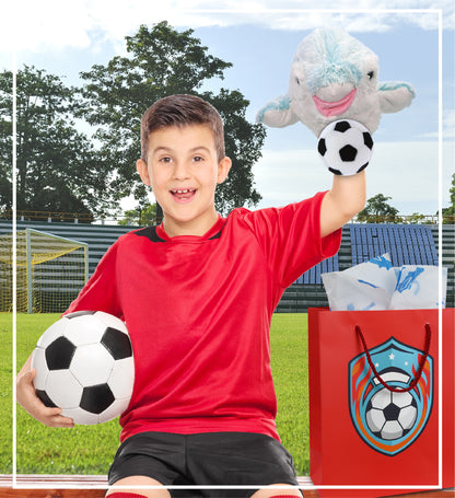 SUPER SOFT PLUSH HAND PUPPET - DOLPHIN WITH SOCCER PLUSH