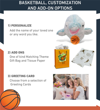 SUPER SOFT PLUSH HAND PUPPET - DOLPHIN WITH BASKETBALL PLUSH