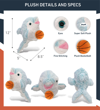 SUPER SOFT PLUSH HAND PUPPET - DOLPHIN WITH BASKETBALL PLUSH