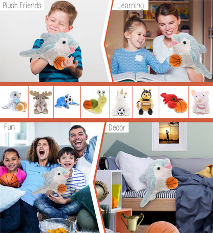SUPER SOFT PLUSH HAND PUPPET - DOLPHIN WITH BASKETBALL PLUSH