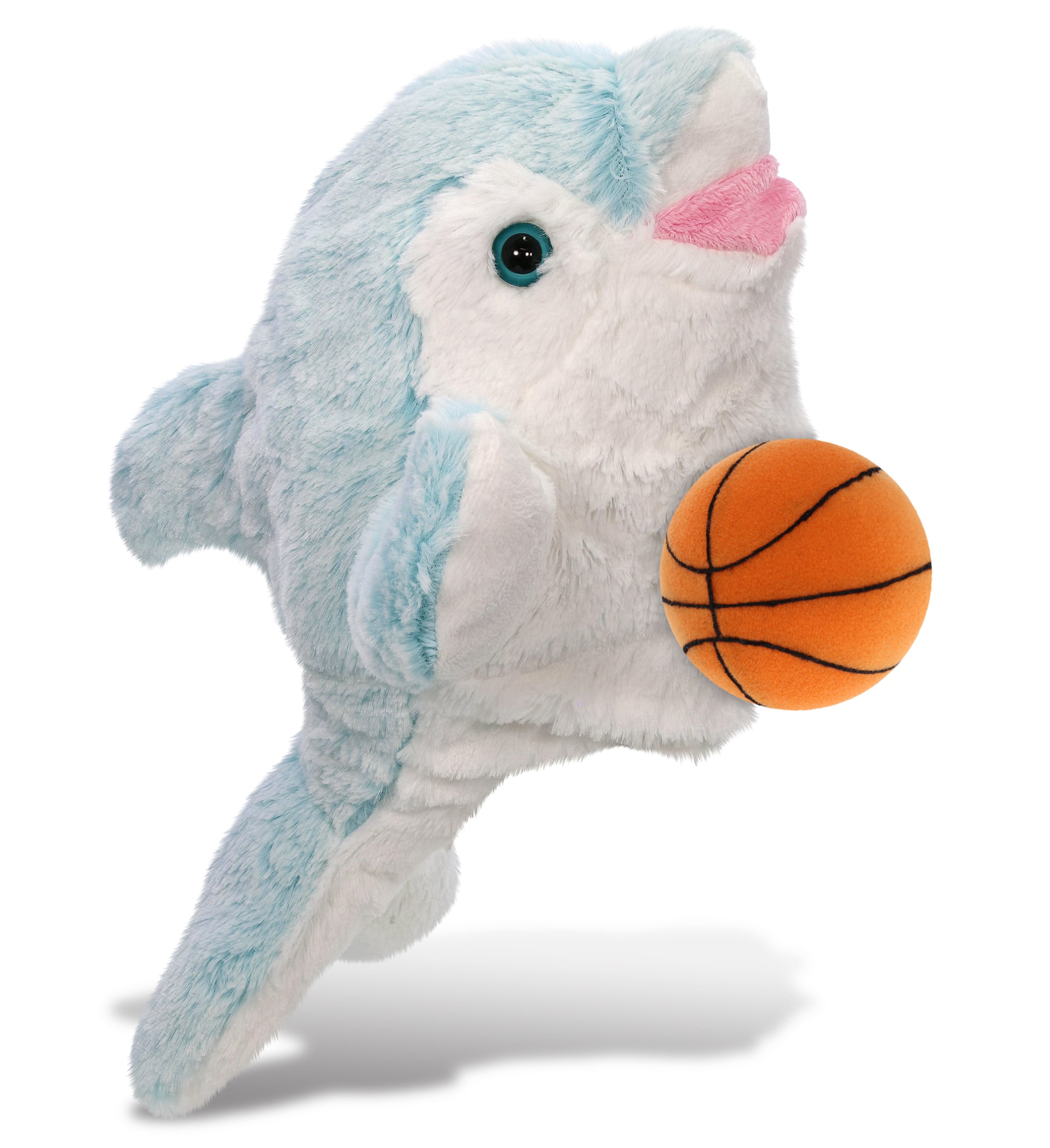 SUPER SOFT PLUSH HAND PUPPET - DOLPHIN WITH BASKETBALL PLUSH