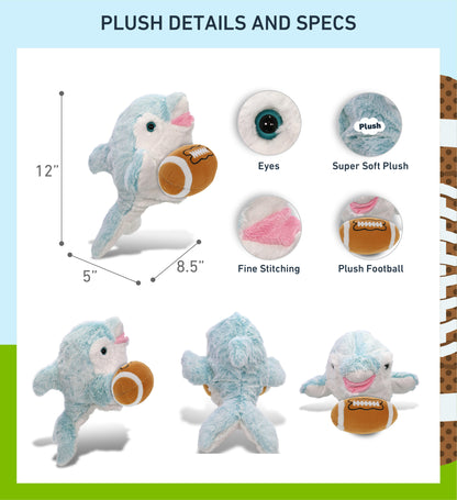 SUPER SOFT PLUSH HAND PUPPET - DOLPHIN WITH FOOTBALL PLUSH