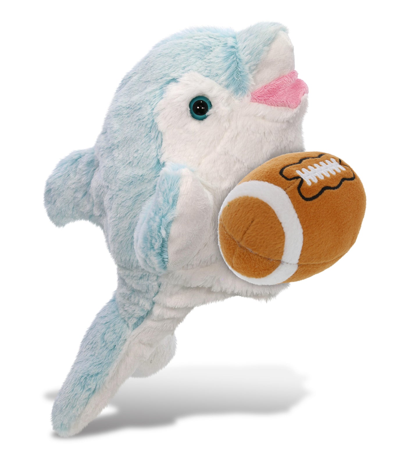 SUPER SOFT PLUSH HAND PUPPET - DOLPHIN WITH FOOTBALL PLUSH