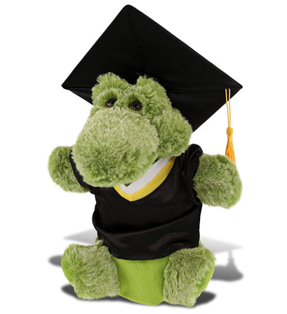 DolliBu Alligator Graduation Plush Toy with Gown and Cap with Tassel - 9 Inches