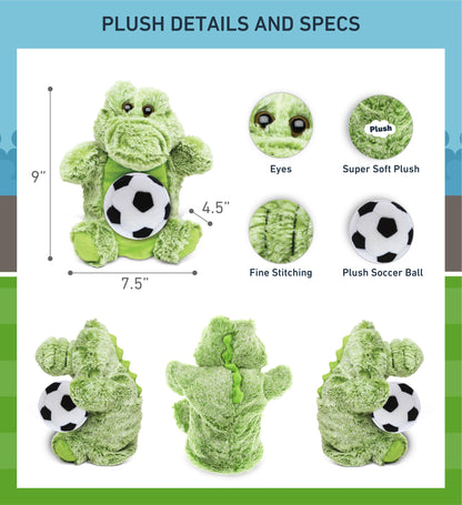 SUPER SOFT PLUSH HAND PUPPET - ALLIGATOR WITH SOCCER PLUSH