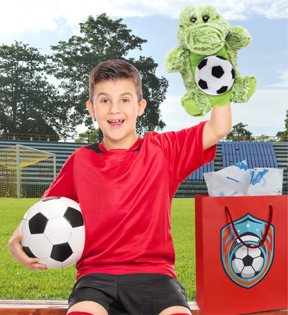 SUPER SOFT PLUSH HAND PUPPET - ALLIGATOR WITH SOCCER PLUSH