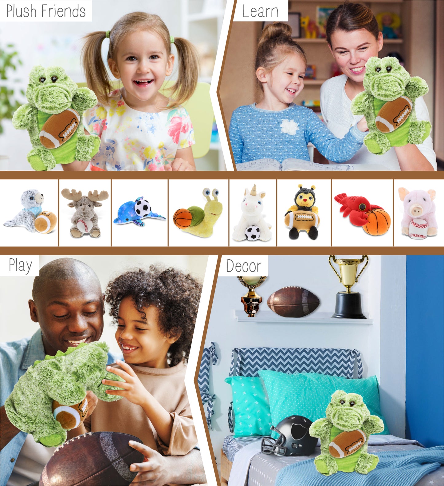 SUPER SOFT PLUSH HAND PUPPET - ALLIGATOR WITH FOOTBALL PLUSH