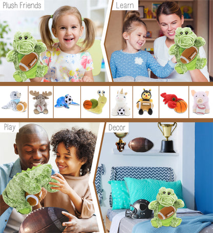 SUPER SOFT PLUSH HAND PUPPET - ALLIGATOR WITH FOOTBALL PLUSH