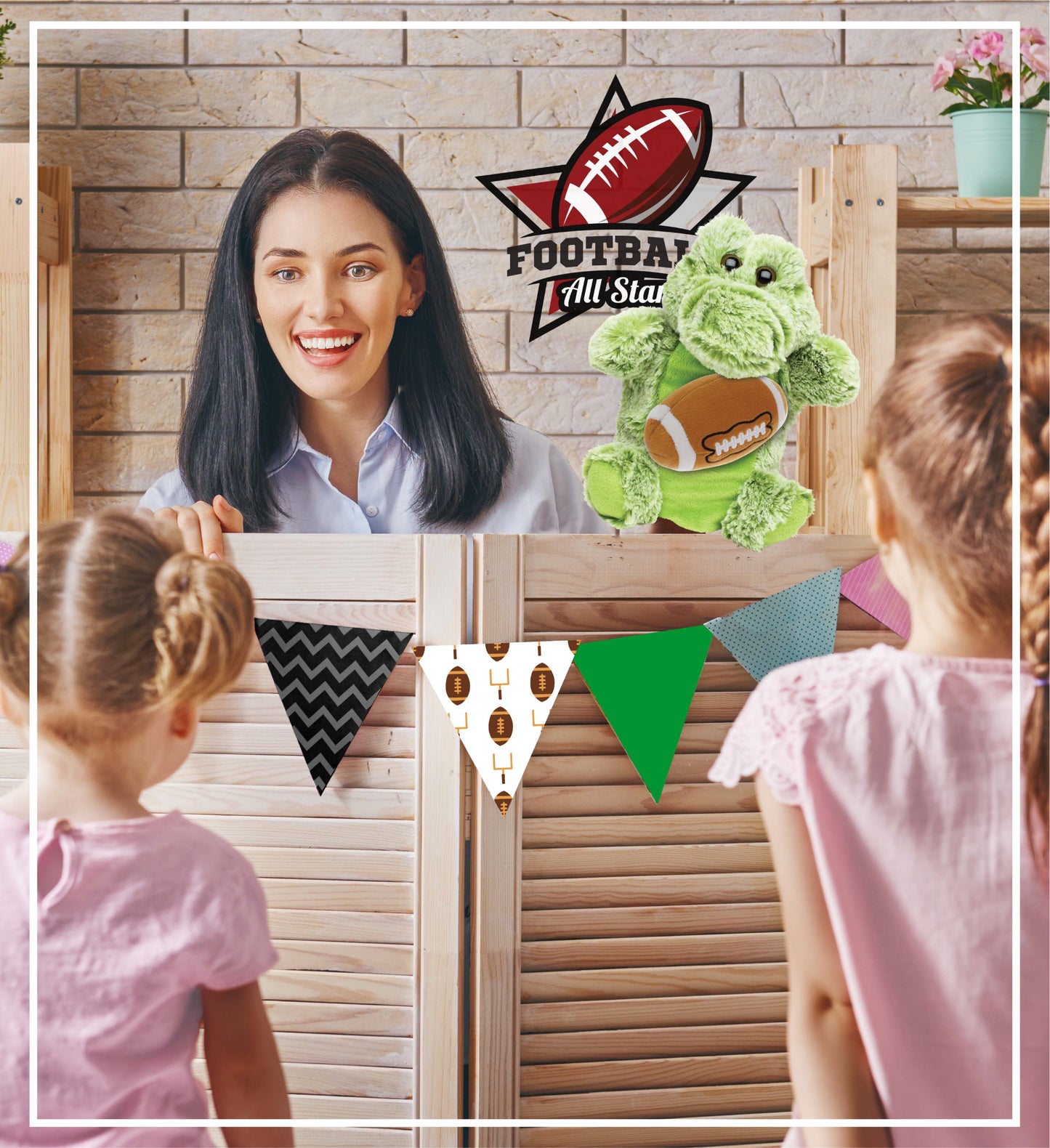 SUPER SOFT PLUSH HAND PUPPET - ALLIGATOR WITH FOOTBALL PLUSH