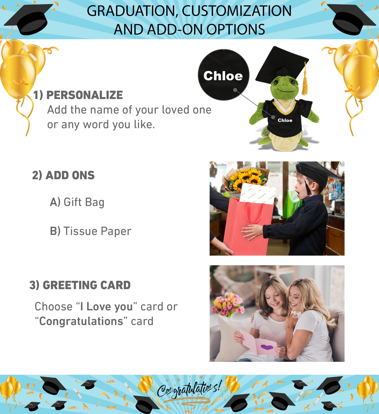 DolliBu Sea Turtle Graduation Plush Toy with Gown and Cap with Tassel - 10 Inch