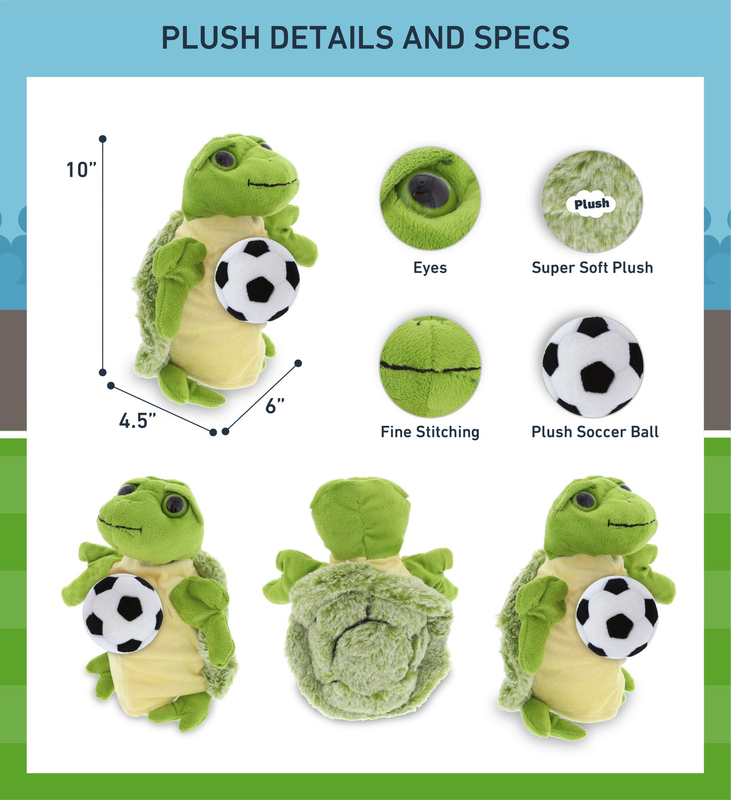 SUPER SOFT PLUSH HAND PUPPET - SEA TURTLE WITH SOCCER PLUSH