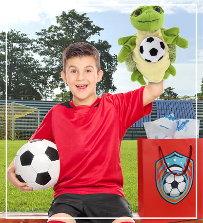 SUPER SOFT PLUSH HAND PUPPET - SEA TURTLE WITH SOCCER PLUSH