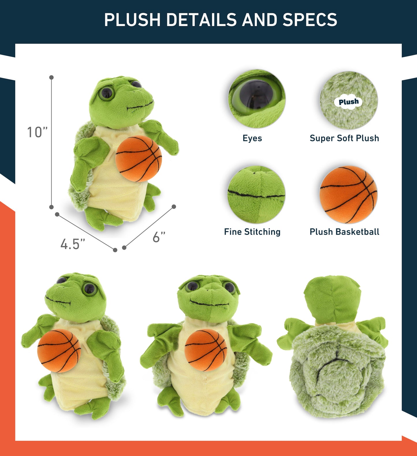 SUPER SOFT PLUSH HAND PUPPET - SEA TURTLE WITH BASKETBALL PLUSH