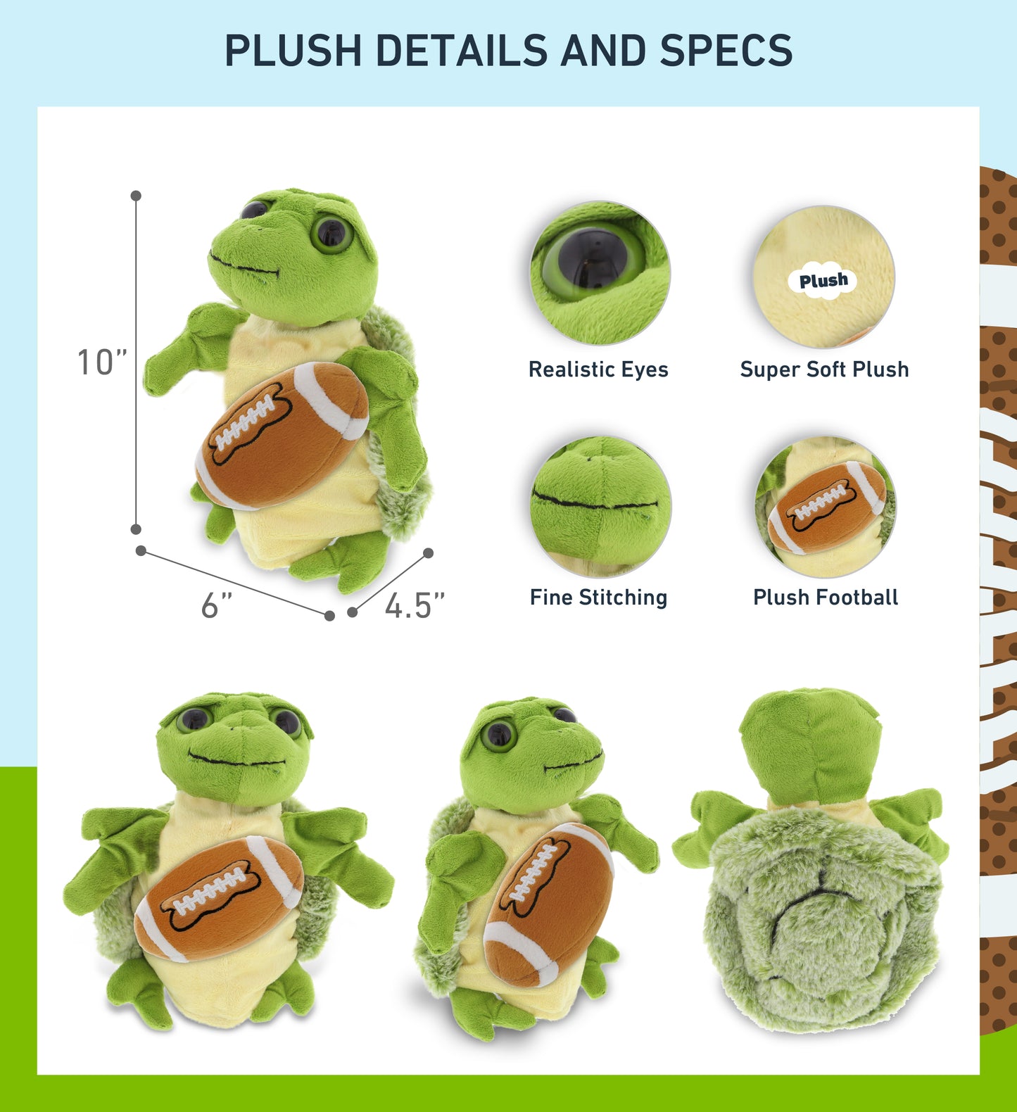 SUPER SOFT PLUSH HAND PUPPET - SEA TURTLE WITH FOOTBALL PLUSH
