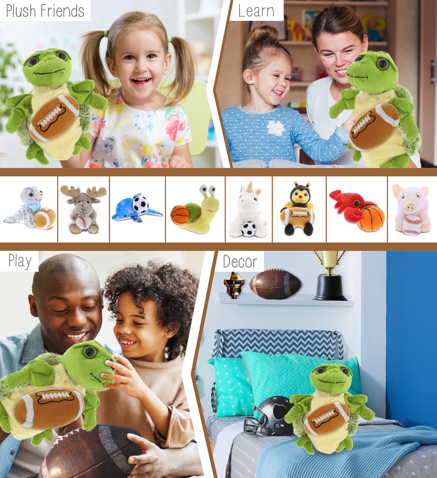 SUPER SOFT PLUSH HAND PUPPET - SEA TURTLE WITH FOOTBALL PLUSH