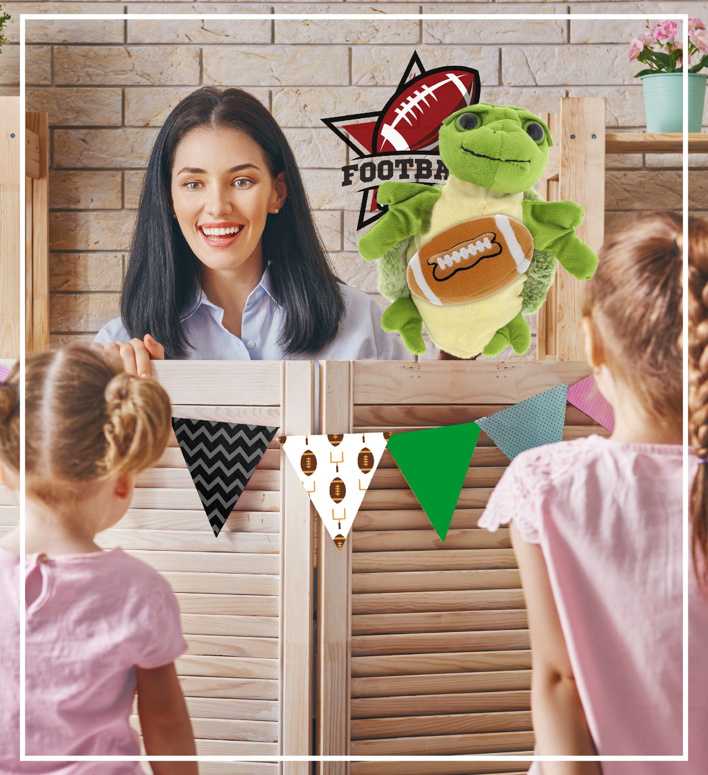 SUPER SOFT PLUSH HAND PUPPET - SEA TURTLE WITH FOOTBALL PLUSH