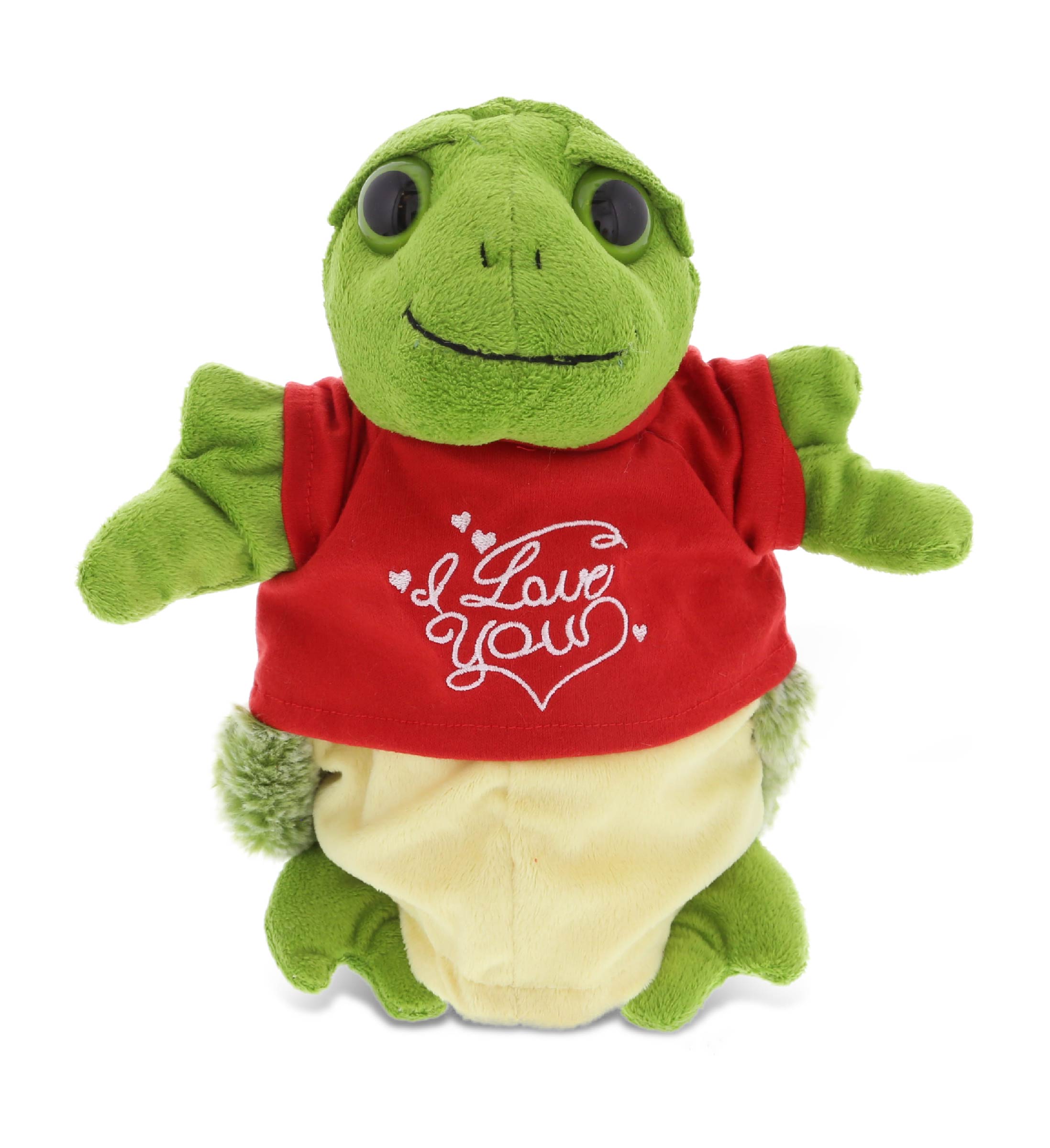 PLUSH I LOVE YOU RED SHIRT- SUPER SOFT PLUSH HAND PUPPET - SEA TURTLE