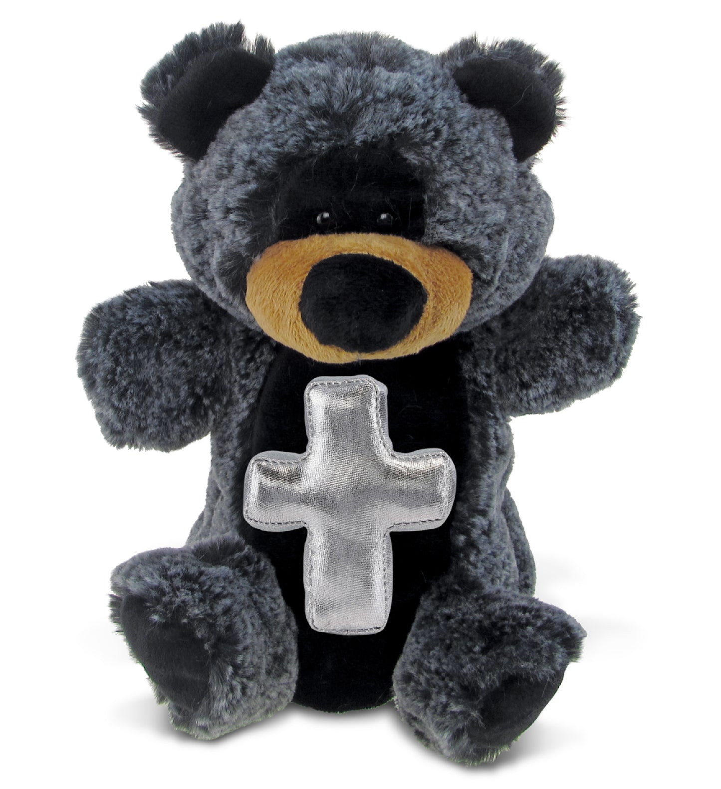 PLUSH CROSS - SUPER SOFT PLUSH HAND PUPPET - BLACK BEAR